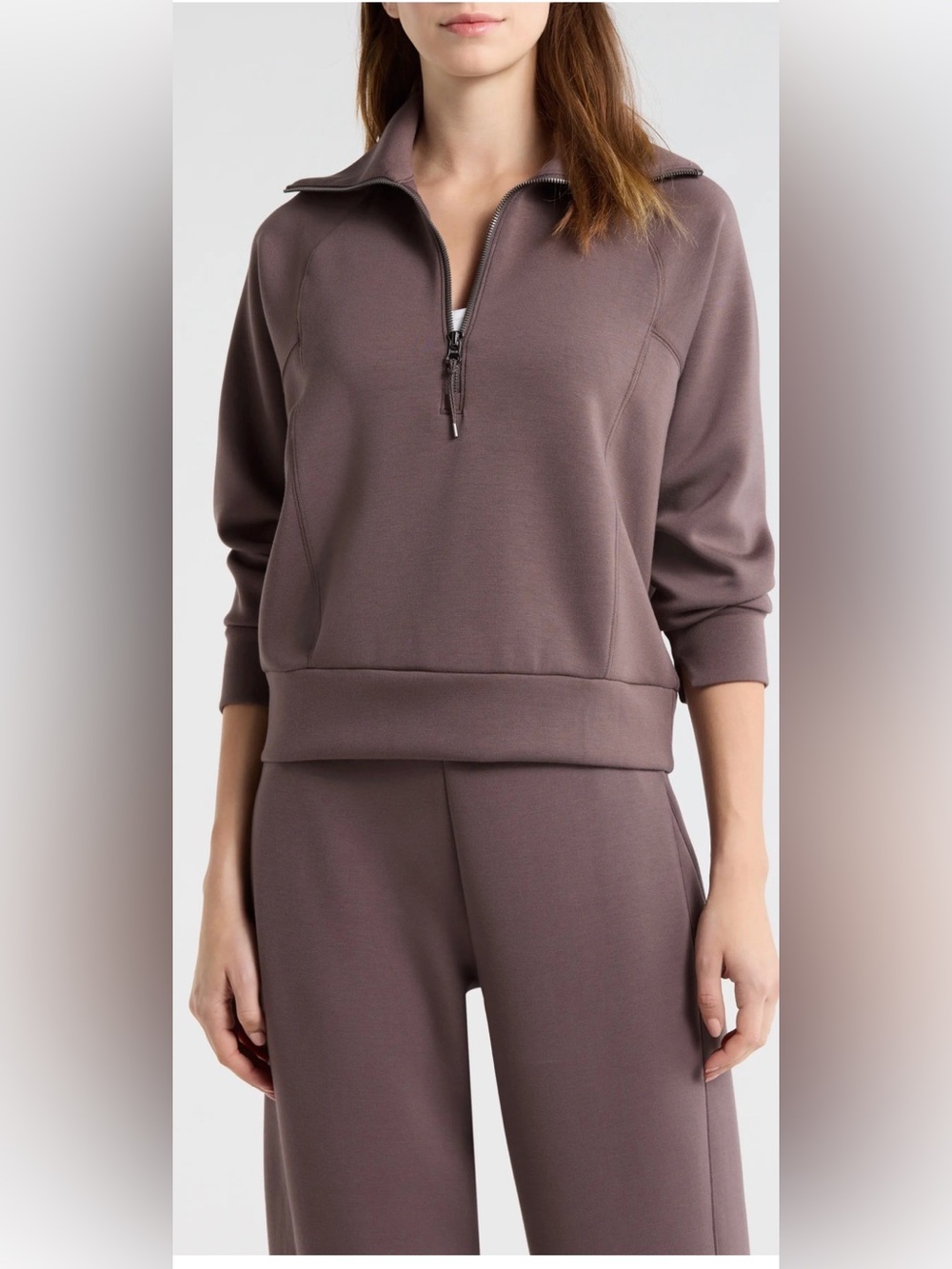 Spanx AirEssentials Half Zip Sweatshirt Mauve L